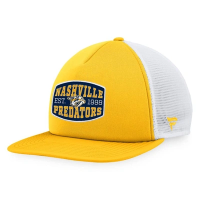 Fanatics Branded Gold/white Nashville Predators Foam Front Patch Trucker Snapback Hat