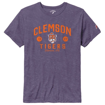 League Collegiate Wear Heather Purple Clemson Tigers Bendy Arch Victory Falls Tri-blend T-shirt