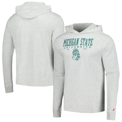 League Collegiate Wear Ash Michigan State Spartans Team Stack Tumble Long Sleeve Hooded T-shirt