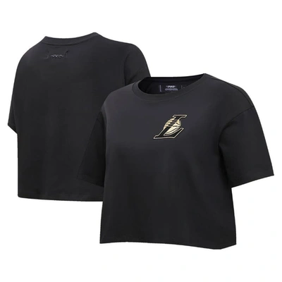 Pro Standard Black Los Angeles Lakers Holiday Glam Boxy T-shirt