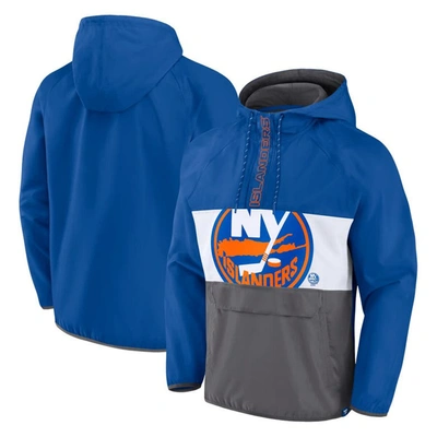 Fanatics Branded Royal New York Islanders Flagrant Foul Anorak Raglan Half-zip Hoodie Jacket