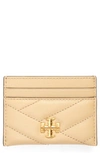 Tory Burch Kira Chevron Leather Card Case In Desert Dune