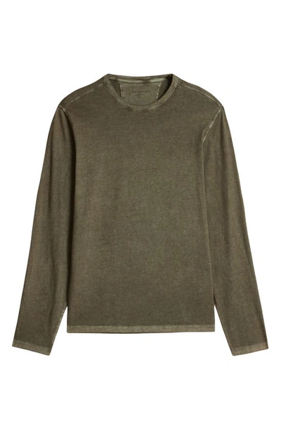 John Varvatos Crewneck Long Sleeve T-shirt In Olive