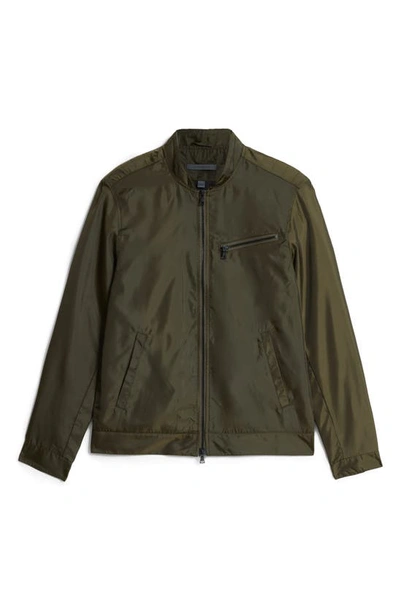 John Varvatos Zip Front Racer Jacket In Olive