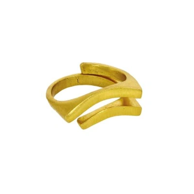 Ottoman Hands Gold Double Groove Ring