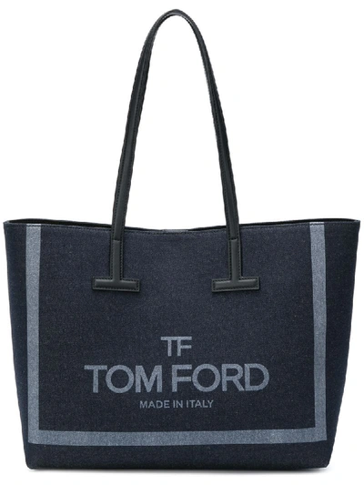 Tom Ford Mini Canvas Tara Tote Bag In Blue