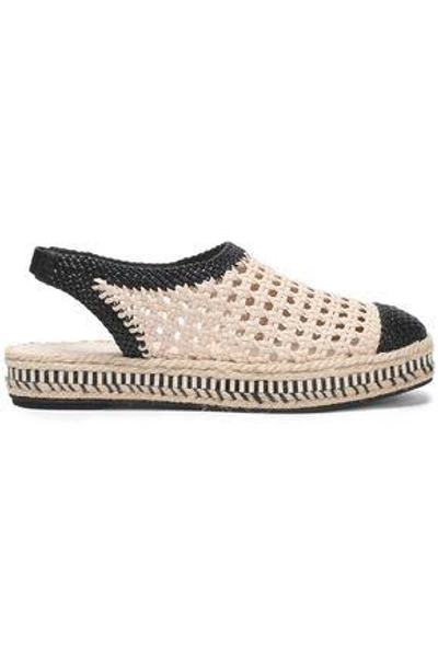 Tory Burch Woman Two-tone Woven Leather Slingback Espadrilles Beige