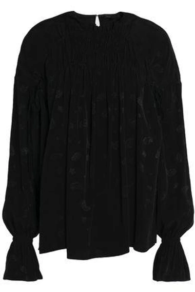 Maje Woman Gathered Jacquard Blouse Black