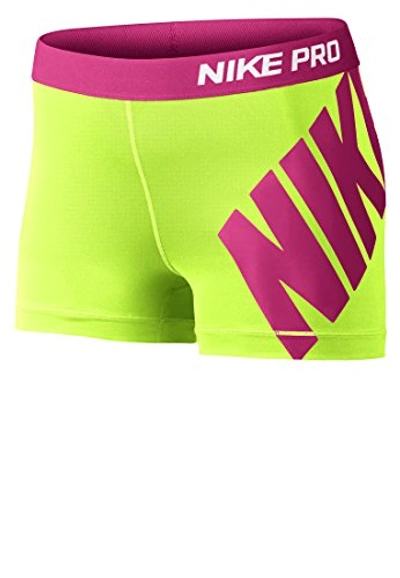 Nike Pro Women's 3" Compression Shorts In Volt/hot Pink | ModeSens