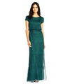 Adrianna Papell Beaded Blouson Gown In Dusty Emerald