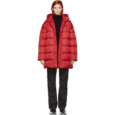 Msgm Red Oversized Down Jacket In 18 Red