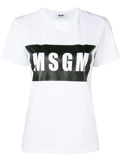 Msgm Logo Outline T-shirt In White