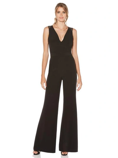 Shelli Segal Laundry By  Lace Back Crepe Jumpsuit In Black