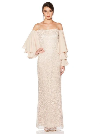 Shelli Segal Laundry By  Soutache Ruffle Sleeves Gown In Nude