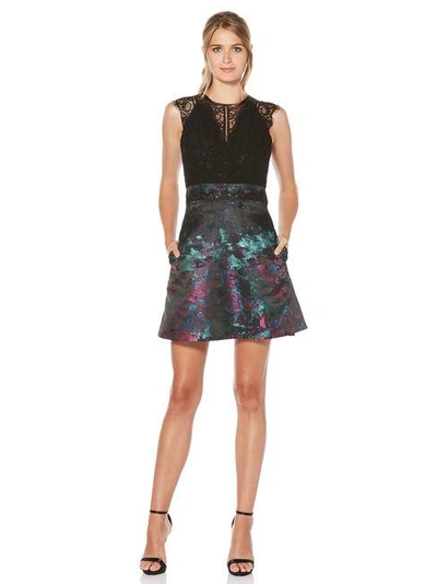Shelli Segal Laundry By  Lace Applique Jacquard Dress In Black