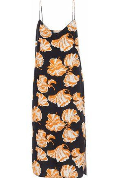 Ganni Woman Geroux Printed Washed-silk Slip Dress Black