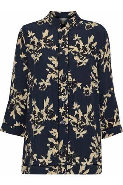 Ganni Woman St. Pierre Printed Crepe De Chine Shirt Navy