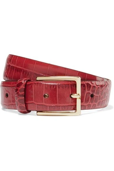 Anderson's Croc-effect Leather Belt In Red