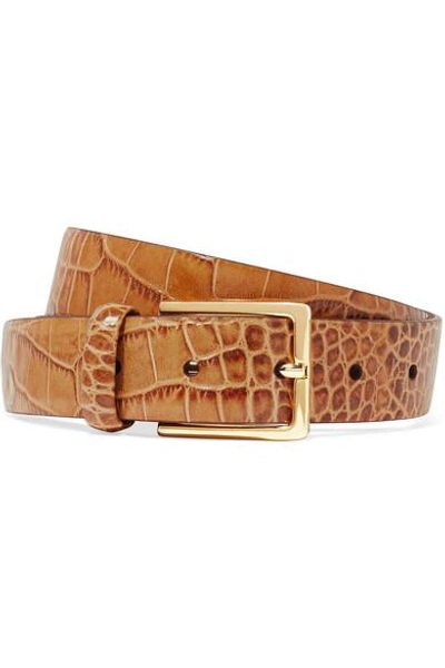 Anderson's Croc-effect Leather Belt In Tan