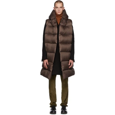 Rick Owens Burgundy Liner Down Vest In Marrone