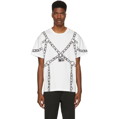 Moschino Chain Harness-print Cotton-jersey T-shirt In White