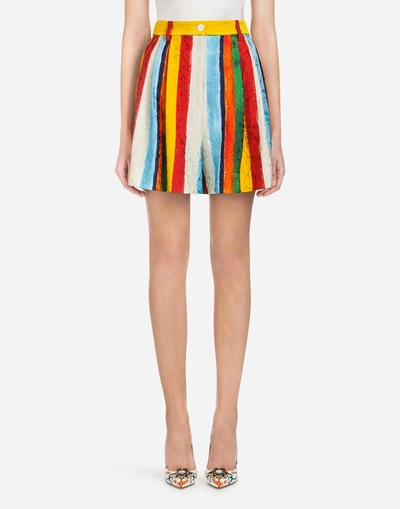 Dolce & Gabbana Printed Brocade Shorts In Multi-colored