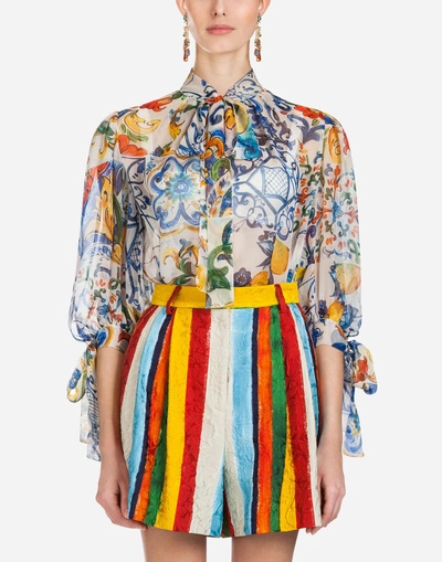 Dolce & Gabbana Majolica-print Silk Blouse In Majolica Print