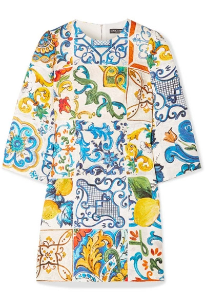 Dolce & Gabbana Printed Cotton And Silk-blend Brocade Mini Dress In Majolica Print