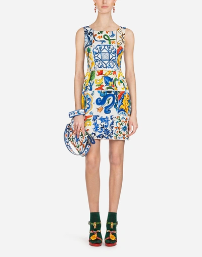 Dolce & Gabbana Short Silk Dress With Majolica Print