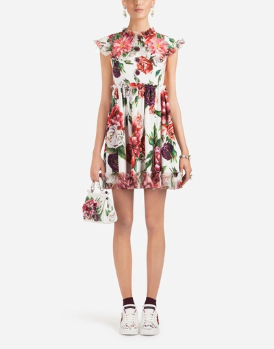 Dolce & Gabbana Peony-print Cady Dress In Floral Print