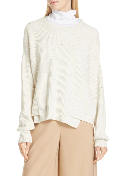 Vince Wool Cotton Cashmere Overlap Sweater In Cream