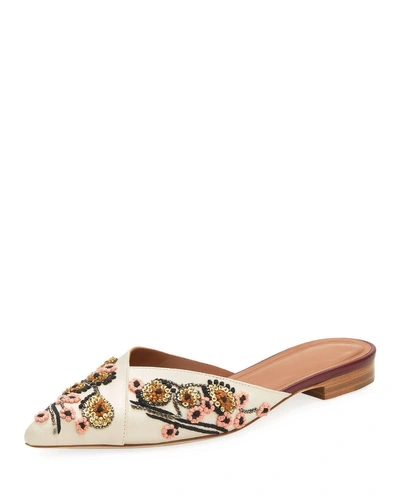 Malone Souliers Portia Embroidered Flat Mule In Pink Pattern