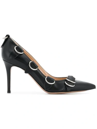 Gianvito Rossi Leather Buckle-strap Pointed High Pumps In Black