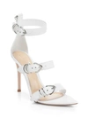 Gianvito Rossi Triple Buckle Leather Sandals In White