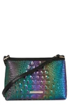 Brahmin Lorelei Croc Embossed Leather Shoulder Bag In Blue-green Multi