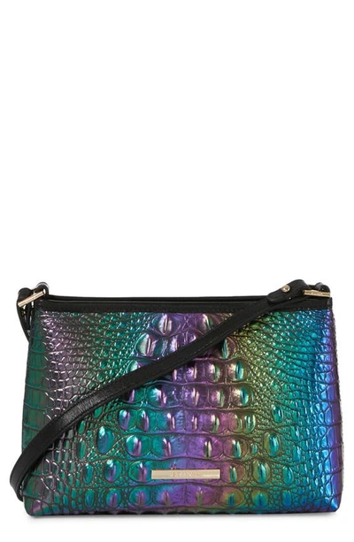 Brahmin Lorelei Croc Embossed Leather Shoulder Bag In Blue-green Multi