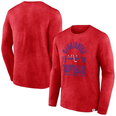 Fanatics Branded Heather Red Washington Capitals Keep The Zone Long Sleeve T-shirt