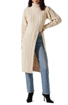 Astr Longline Cable Stitch Turtleneck Sweater In Cream