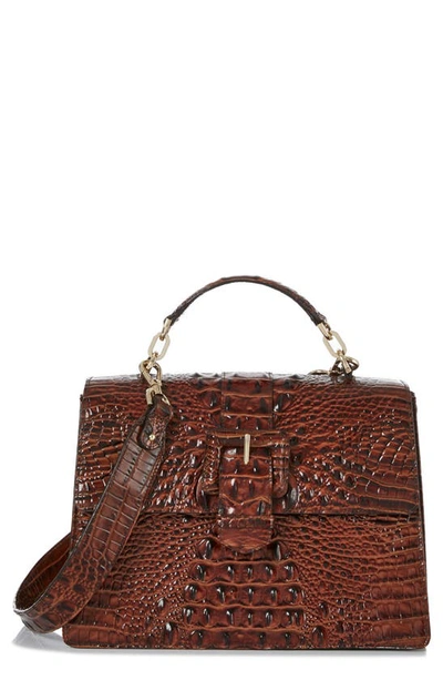 Brahmin Hallie Croc Embossed Top Handle Bag In Pecan