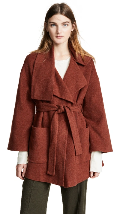 Vince Oversized Wool Blanket Coat In Anise