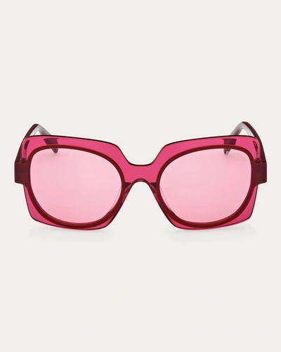 Emilio Pucci Women's Shiny Transparent Bordeaux Square Sunglasses In Pink