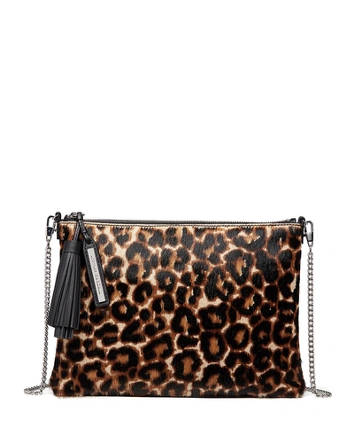 Loeffler Randall Leopard-print Fur Tassel Pouch Bag