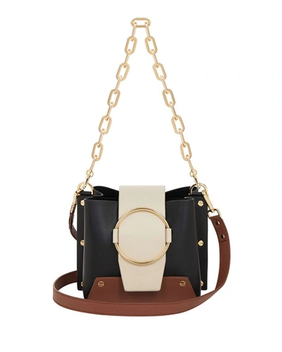 Yuzefi Limited Delila Colorblock Leather Ring Bucket Bag In Black