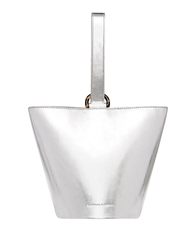 Loeffler Randall Dolly O-ring Leather Bucket Tote In Silver