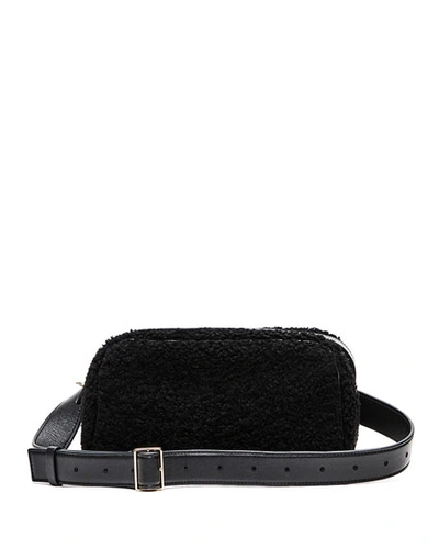 The Row Leather And Shearling Fanny Pack In Black