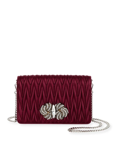 Miu Miu Matelass&eacute; Raso Satin Flap Crossbody Bag In Wine