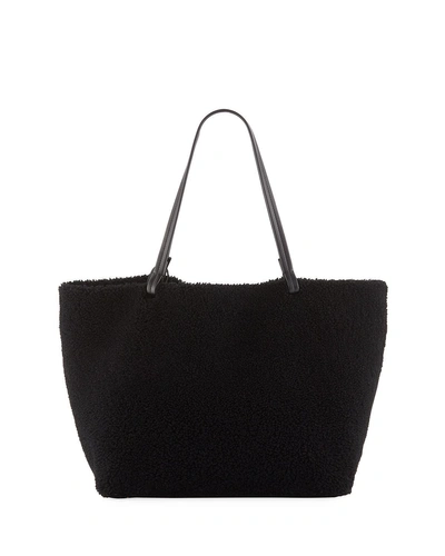 The Row Park Shearling And Leather Tote Bag In Black