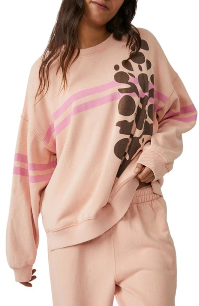 Fp Movement All Star Oversize Graphic Sweatshirt In Pink Sand Combo