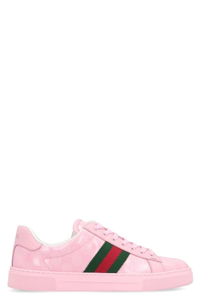 Gucci Ace Fabric Low-top Sneakers In Pink