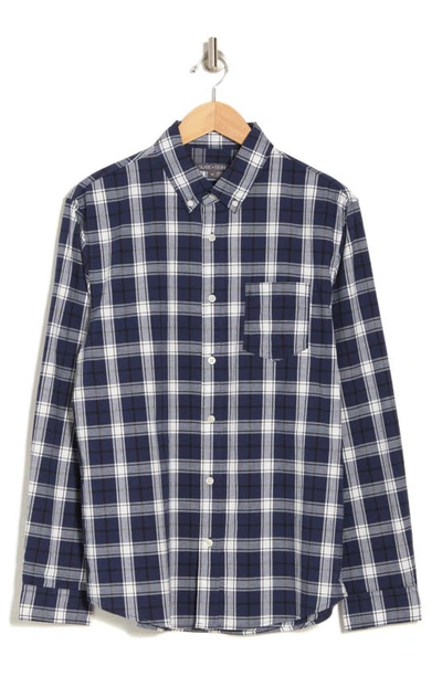 Slate & Stone Plaid Cotton Poplin Button-up Shirt In Navy White Plaid